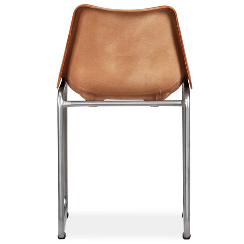 Swen Studio -  Dining Chairs 6 pcs Brown and Beige Real Leather and Canvas